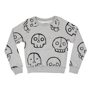 Sudadera Cerrada Calaveras Gris